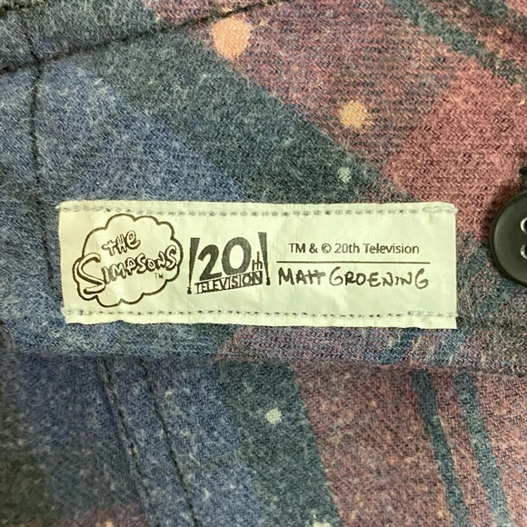 Bart Simpson Reworked Bleached Plaid Flannel Shirt Men Unisex Large Handmade - Picture 4 of 14